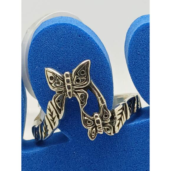 Vintage Sterling Silver Butterfly Floral Toe Ring Handcrafted Unique Boho Style - Picture 10 of 10